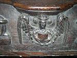 St Mary and St Nicholas church Beaumaris Anglesey early 16th century welsh misericords misericord misericorde misericordes Miserere Misereres miserikordie misericorden Misericórdia Misericordia miséricordes choir stalls Woodcarving woodwork pity seats Beaumaris s4.6.jpg